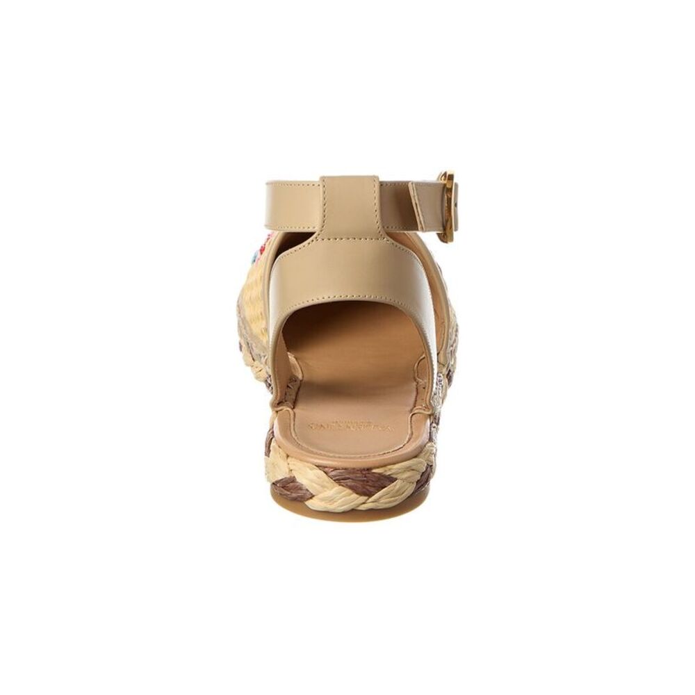 Valentino Straw & Leather Espadrille, Brown - Picture 3 of 5